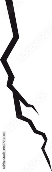 Fototapeta A sharp, angled crack zigzags against a solid black backdrop, creating a visual representation of fracture and tension.