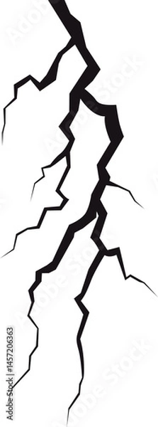 Fototapeta An intricate network of jagged, chaotic cracks streaks across a stark, shadowy plane, creating a visually striking and abstract texture.