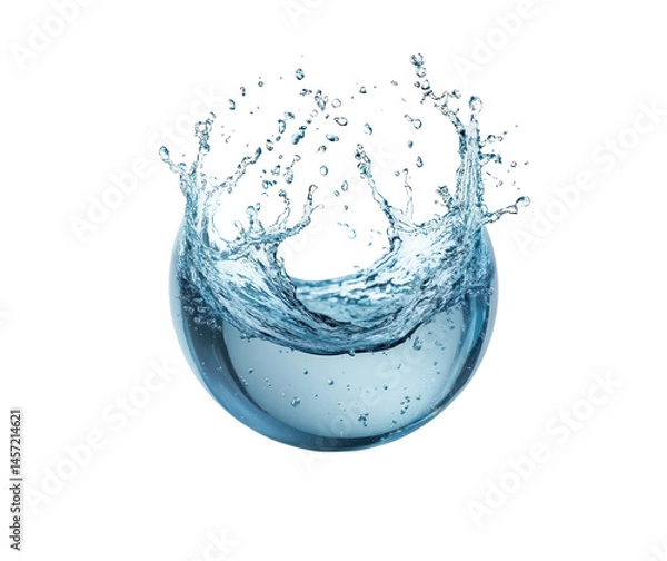 Fototapeta Dynamic Water Splash with Blue Liquid in a Circular Shape Isolated on Transparent Background
