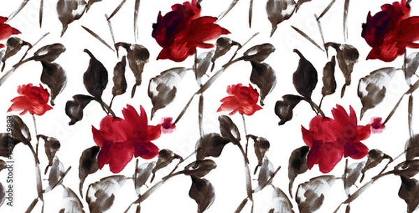 Fototapeta Seamless watercolor flower pattern. Abstract pattern. Textile print pattern 