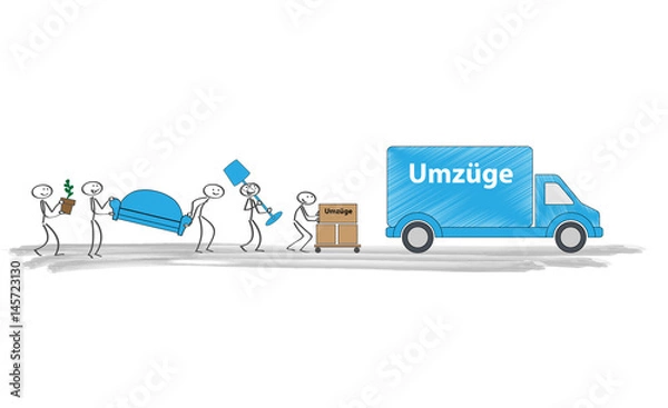 Obraz Umzug / Helfer / Vektor / Strichmännchen