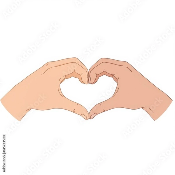 Fototapeta Two Hands Forming a Heart Shape on White Background
