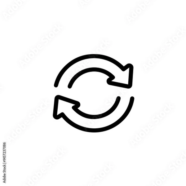 Fototapeta Circular arrows icon indicating continuous process or cycle.  Two arrows forming circle represent renewal, regeneration, and endless loop.  This symbol is perfect for social media posts promoting recy