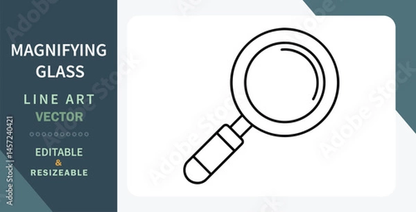 Fototapeta Magnifying Glass Line Art Vector Icon Editable, Resizable Graphic