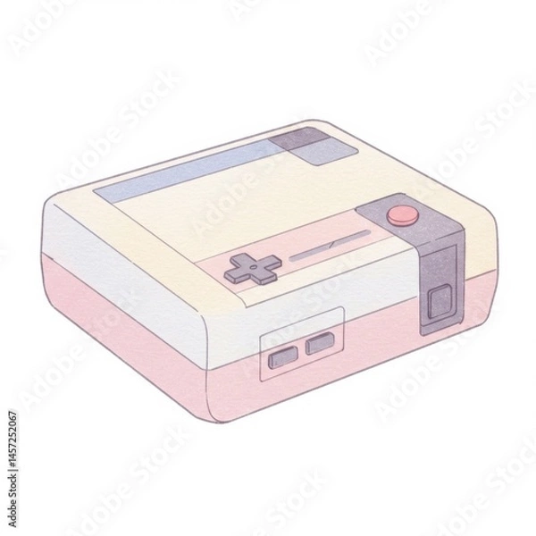 Fototapeta Pastel Pink Retro Video Game Console Illustration