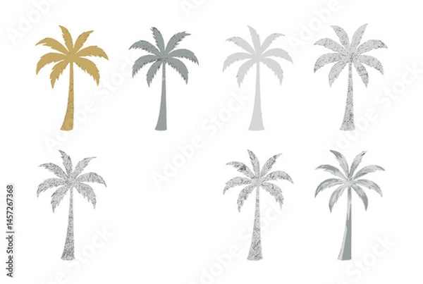 Fototapeta Elegant palm silhouette icons set – tropical, palm tree, decorative, minimalistic, stylized. Vector icons set