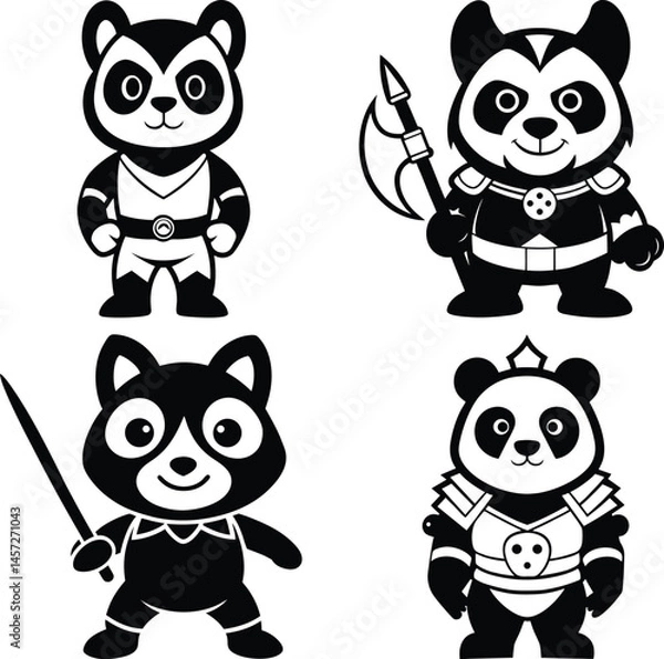 Obraz cartoon type warrior panda vector art and illustration