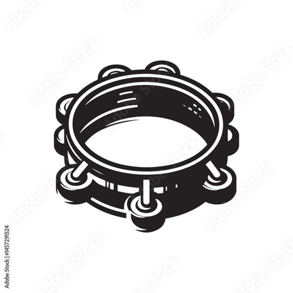 Fototapeta Rhythmic Energy: A Vibrant Collection of Tambourine Vector Silhouettes Highlighting the Distinctive Shape, Bright Sound, and Musical Versatility of This Iconic Percussion Instrument.
