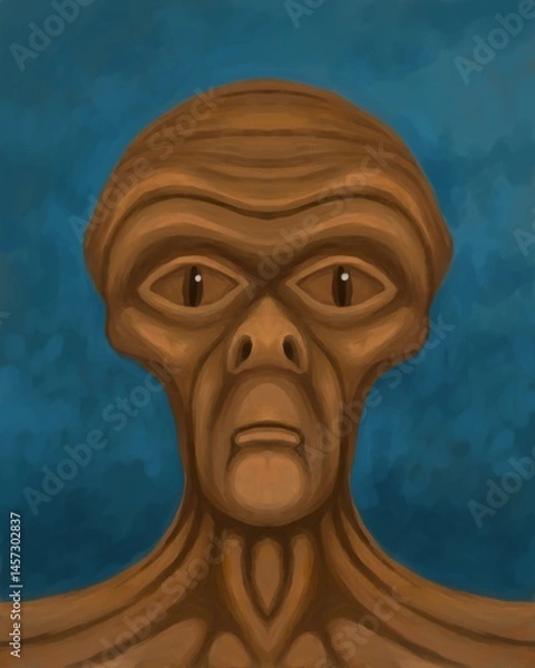 Fototapeta Alien creature, sketch, character idea for horror or game - digital painting. Painted on a tablet.