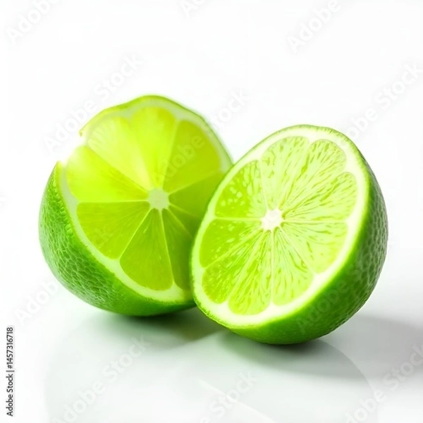 Fototapeta Slice lime isolated on transparent background. 