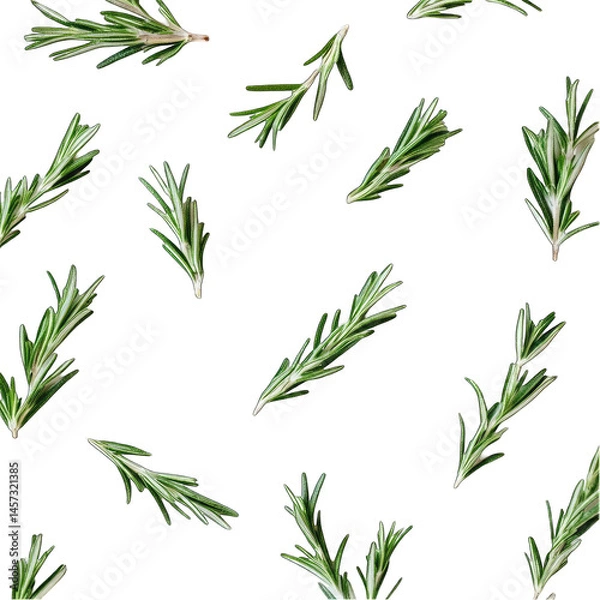Obraz Fresh Rosemary Sprigs and Lavender Flowers Seamless Pattern isolated on transparent background