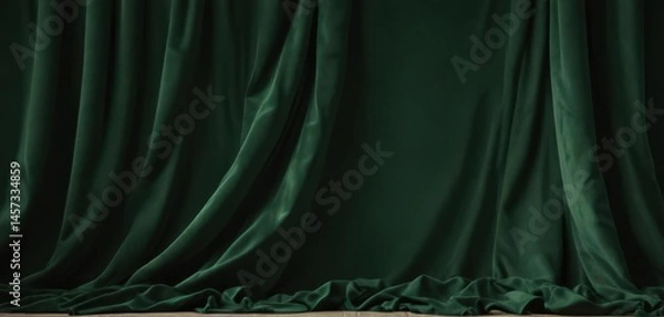 Fototapeta Deep green velvet textile, ideal for upholstery or backdrop , shadow, velvet, design