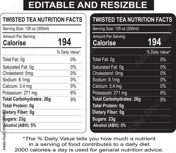 Obraz Twisted Tea Nutrition Facts, Twisted Tea Nutrition Facts, tea nutrition information, twist nutritional value of nutrition label