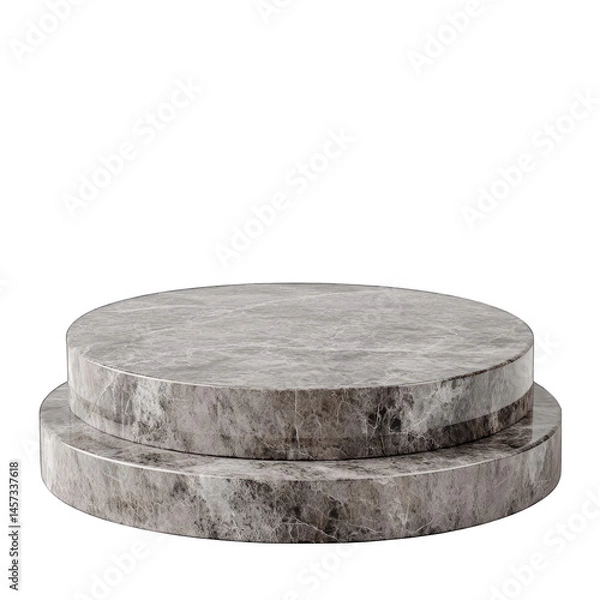 Fototapeta Rough Grey Stone Stump, Isolated, 3D Render, Nature Texture isolated on transparent background
