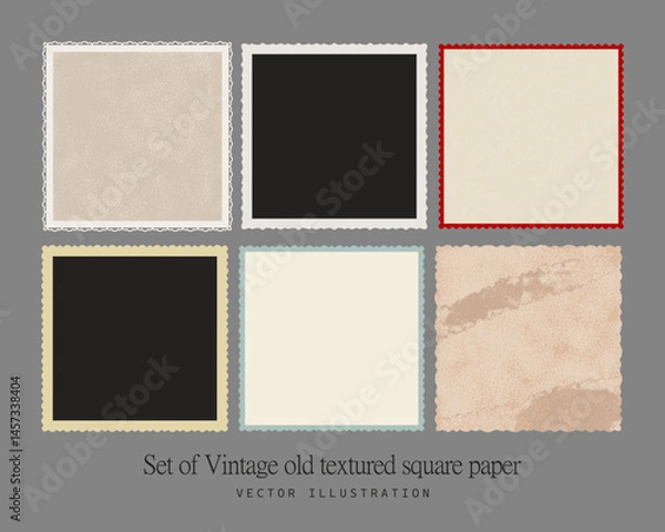 Fototapeta Vintage Old Textured Square Photo Paper. Grunge background. Vector isolated illustration