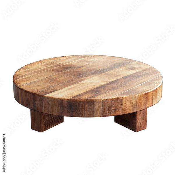 Obraz Round Wooden Coffee Table, Modern Design, Isolated on Transparent Background