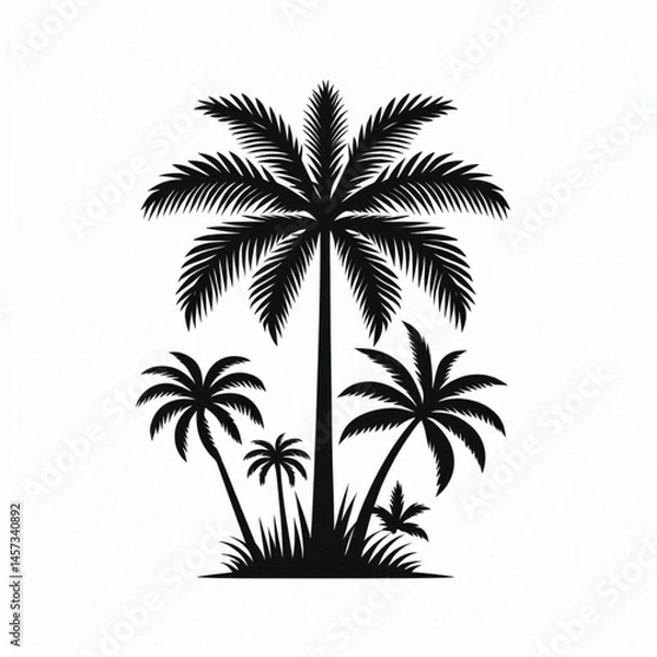 Fototapeta Palm Tree Clusters design for high quality , black and white, stencil print