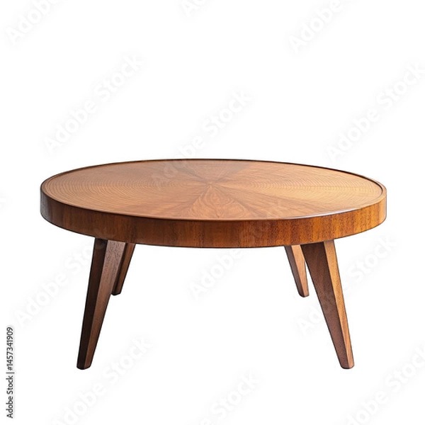 Obraz Round Wooden Coffee Table, Modern Design, Isolated on Transparent Background