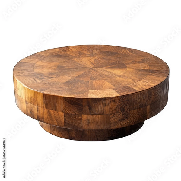 Obraz Round Wooden Coffee Table, Modern Design, Isolated on Transparent Background