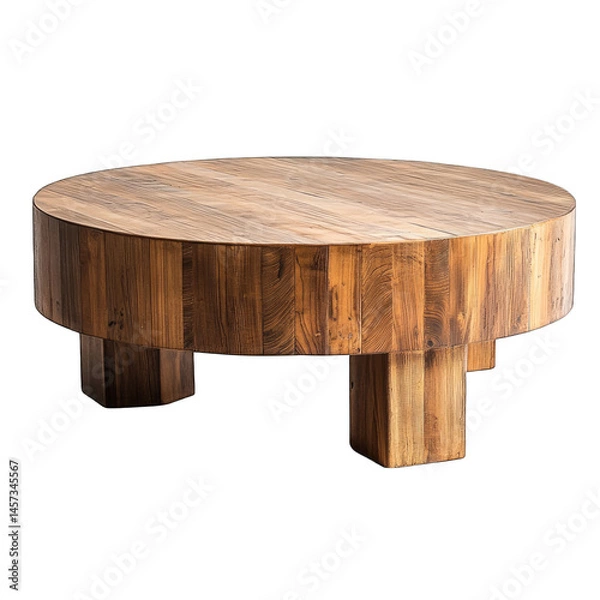Obraz Round Wooden Coffee Table, Modern Design, Isolated on Transparent Background