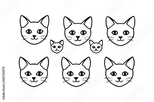 Fototapeta Cat Head Outline Silhouette Vector Design 