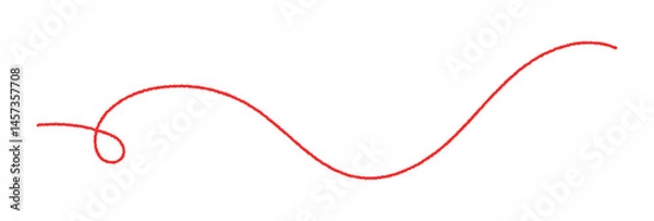 Fototapeta Red thread isolates on a white background. Red silk thread looped in a circle form, symbolizing vector thread of fate in tradition. .Line of red yarn, long red thread