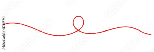 Obraz Red thread isolates on a white background. Red silk thread looped in a circle form, symbolizing vector thread of fate in tradition. .Line of red yarn, long red thread