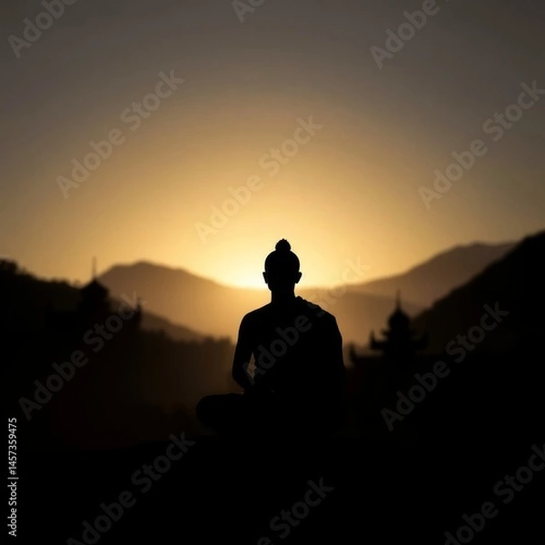 Fototapeta Buddhist monk meditaties in lotus position