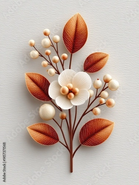 Fototapeta Botanical fine art photography collection, Elegant floral arrangement featuring white and orange petals. Botanical fine art inspired compositions, minimalist floral archive