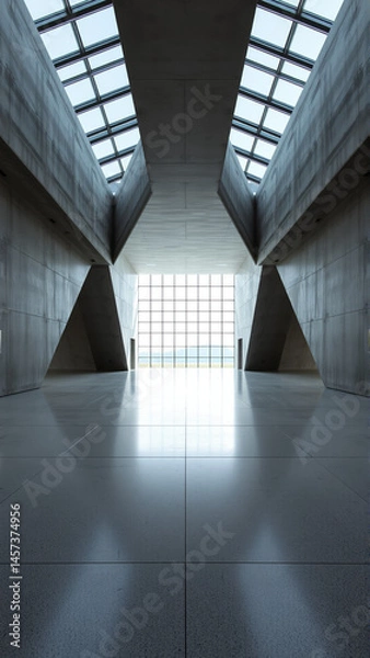 Fototapeta Empty spacious room with concrete walls
