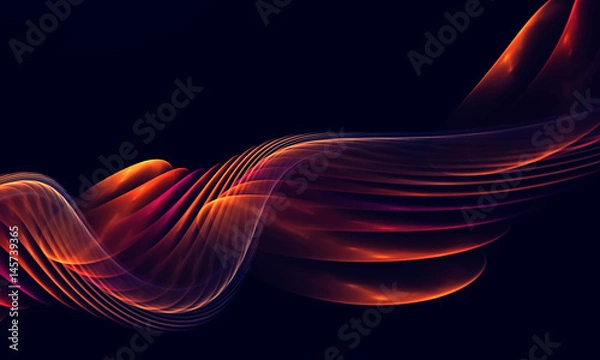Obraz Abstract smooth wave on the black background for art projects, business, banner, template