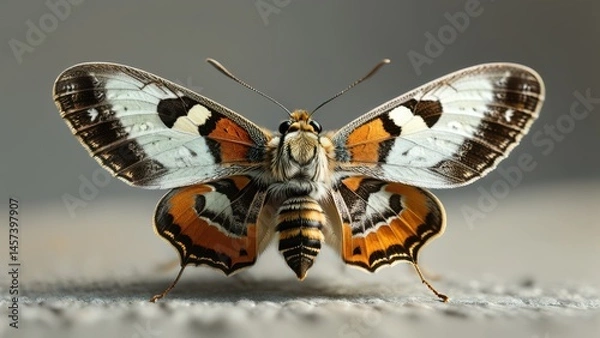 Fototapeta Close-Up View of Colorful Butterfly with Intricate Patterns and Vibrant Colors, Showcasing Nature's Beauty on a Soft Background