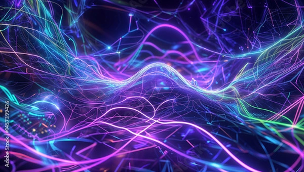 Fototapeta Glowing lines of light forming intricate patterns 