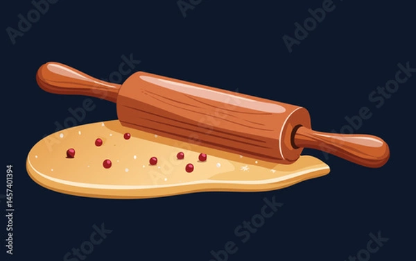Fototapeta Rolling Dough with Berries - Vector Illustration