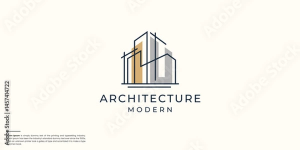 Fototapeta minimalist logo architecture with line sketch design for building inspiration.