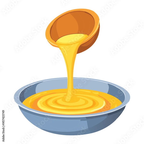 Fototapeta adding batter to baking ingredients - vector illustration
