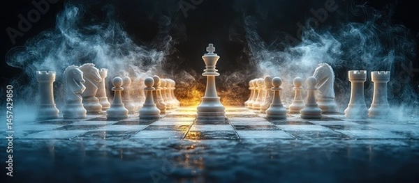 Obraz Chessboard King Smoke Strategy.