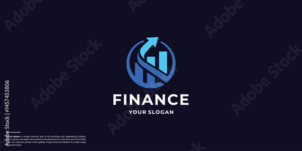 Fototapeta Circle progress logo design with financial logo creative arrow and diagram investment.
