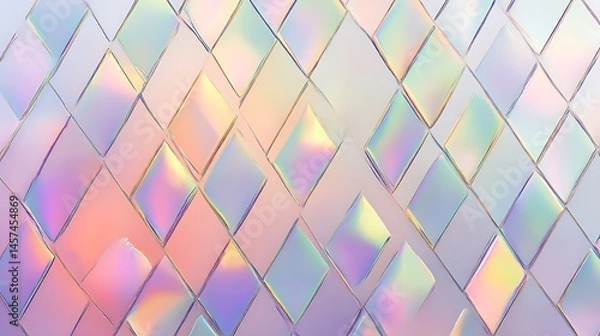 Fototapeta Iridescent diamond pattern with soft pastel colors creating a holographic effect design