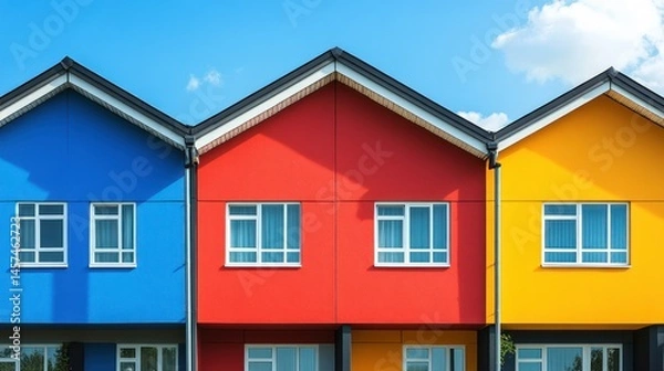 Obraz Row of colorful houses under a bright sky