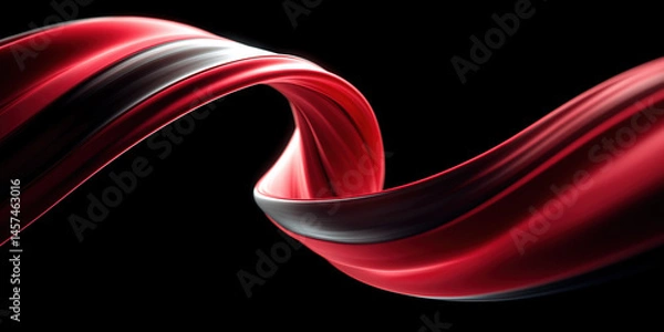 Obraz Glowing red ribbon spiral, metallic silver accents, dynamic flowing motion, abstract art, smooth curves