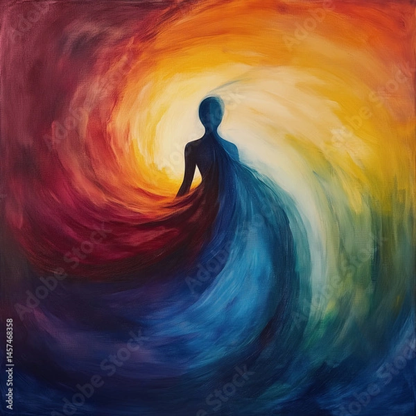 Fototapeta Painting withwarm and cold colors