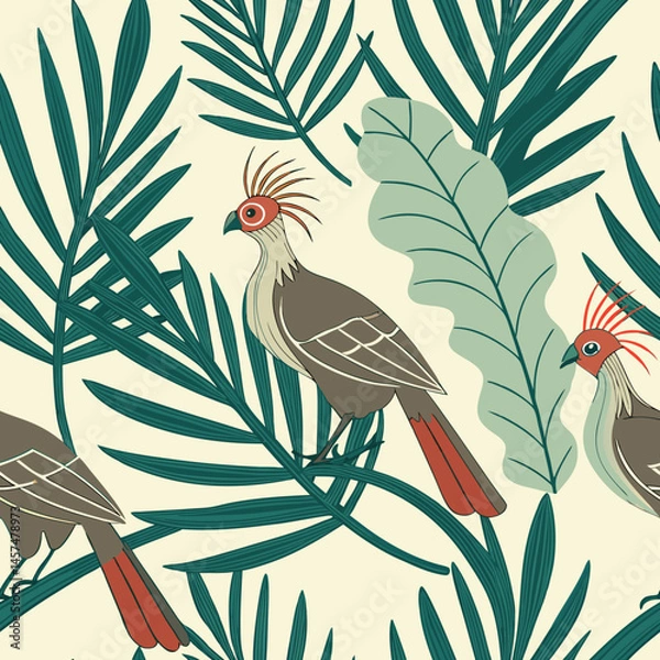 Obraz Seamless Floral Bird Pattern Nature Inspired Design Background 