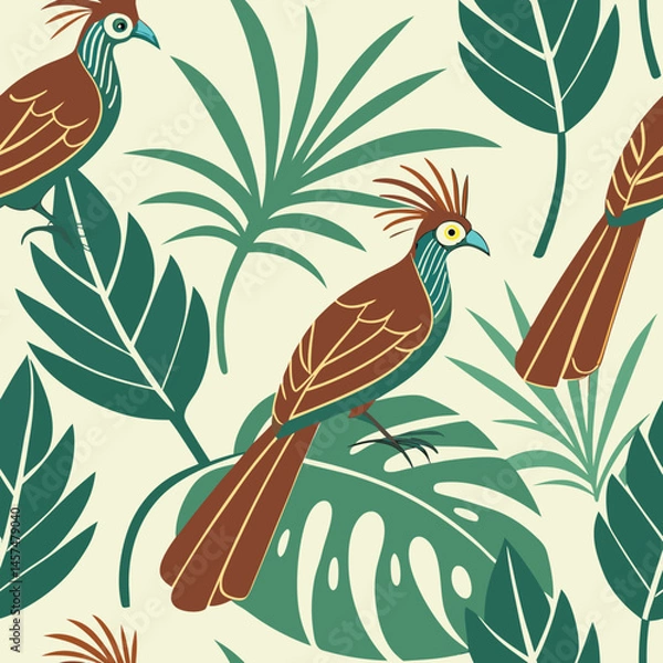 Obraz Seamless Floral Bird Pattern Nature Inspired Design Background 