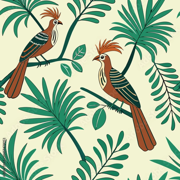Obraz Seamless Floral Bird Pattern Nature Inspired Design Background 