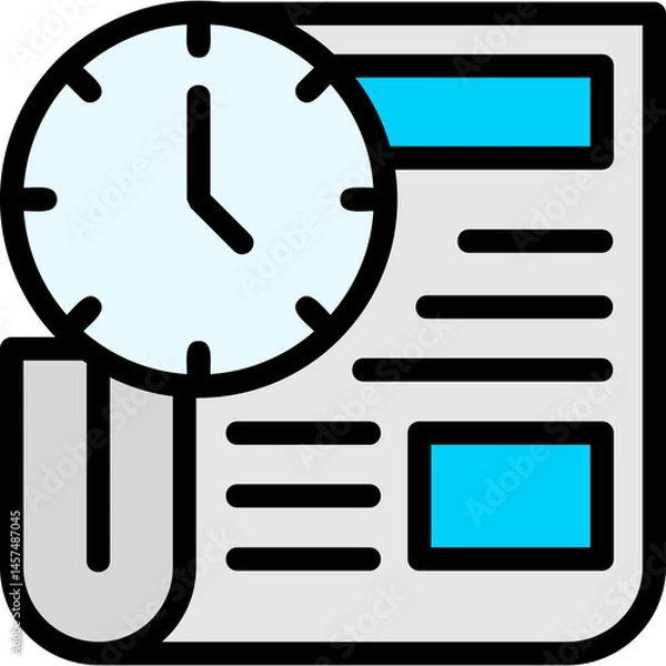 Fototapeta Deadline Clock Line Filled Icon