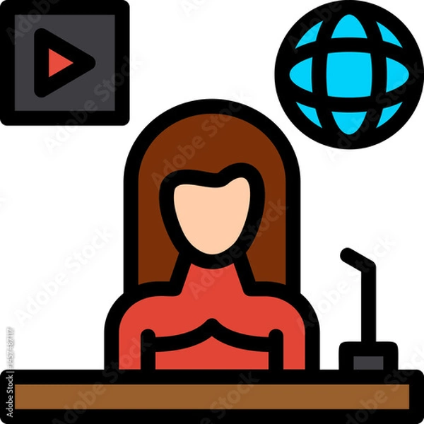 Fototapeta Live Reporting Line Filled Icon