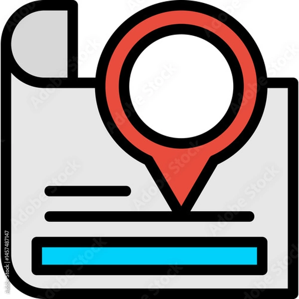 Fototapeta News Map Line Filled Icon