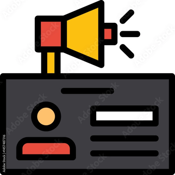 Fototapeta Reporter ID Card Line Filled Icon