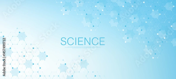 Fototapeta Modern health care or medical background design. Health care innovation concept. Horizontal header web banner. Abstract geometric background with hexagon shapes for medicine, science, chemistry.